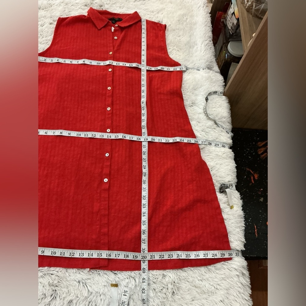 Marc New York linen Red Sleeveless Shirt Dress Womans Size Large NWT - Picture 10 of 12